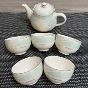 Yves Saint Laurent YSL Teapot and Cup Set For 5 Customers Floral White