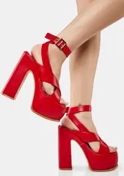 [Lemon Drop by Privileged] Red Balta Platform Heels