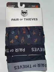 Pair of Thieves Men's Super Fit Trunk 2pk - Red/Tan/Blue Cave Drawing M