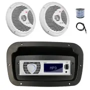 Pyle Marine Receiver,Adapter,Spa Bezel, Antenna,Wire, 2x 8'' 180W White Speakers