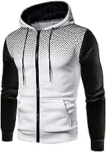 Men's Autumn and Winter Sweater Top Stitching Casual Zipper Pocket Sweatshirt Winter Hooded Sweater Top Mens Warm Hoodies Pullover
