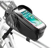 WOTOW Bike Frame Bag, Water-Resistant Bicycle Front Tube Pouch Bag with Cards Holder Touch Screen Window and Reflective Stripe Storage Bag Fits for Iphone7 8 Plus/XR/Xs Samsung BlackBerry Up to 6.6"