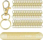 100PCS Swivel Snap Hooks with Key Rings, 50Pcs Key Chain Clip Hooks and 50Pcs Key Rings, Lanyard Lobster Claw Clasps for Keychains Jewelry Art Crafts (Gold)