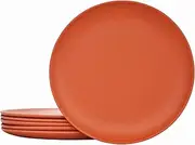 TP 10" Melamine Dinner Plates, 6-piece Plate Set Unbreakable Serving Dishes for Indoors and Outdoors, Unbreakable Dinner Service for 6, Matte-Orange Red