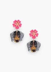 [Taking Shape] Taking Shape Dachshund Earrings in Multi - Women's Accessories Multi