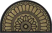 Mibao Half Round Door Mat, Non-Slip Welcome Entrance Way Mat, Durable Rubber Door Mats, Low-Profile Heavy Duty Doormat, Half Circle Mats for Garage, Patio, High Traffic Areas, 24" x 36", Brown