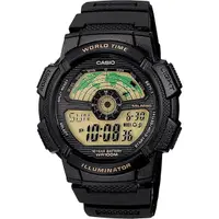 在飛比找蝦皮商城優惠-CASIO 卡西歐 10年電力 雷達式世界地圖手錶-黑 AE