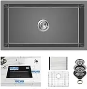 Muiceon Undermount Kitchen Sink, 30" Black-Grey Single Bowl Kitchen Sink