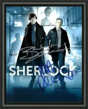 SHERLOCK HOLMES B CUMBERBATCH & M FREEMAN SIGNED A4 PHOTO POSTER