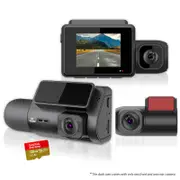 Elinz 3 Channel Dash Cam 4K QHD Rear Camera 2K 1080P FHD Cabin WiFi GPS Supercapacitor DVR 128GB U3 Card