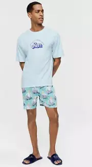 Mens XL Peter Alexander Ken Doll Barbie PJ Top Tee + Shorts Set RRP$129.90 NEW