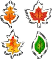 Fall Leaf Cookie Cutter Set-4 Piece-Maple Oak Shapes-Diswasher Safe-Fall Holiday