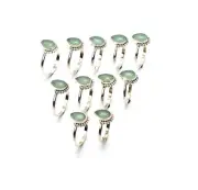WHOLESALE 11PC 925 SOLID STERLING SILVER AQUA CHALCEDONY RING LOT a319