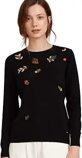 [ZHILI] Women's Knit Plants Patterns Crewneck Cashmere Jumper Sweater