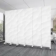 6 Panel Room Divider, Folding Privacy Screen, Wall Separator Divider Room, Freestanding Room Dividers with Wheels, Temporary Partition Wall Room Divider(Color 2)