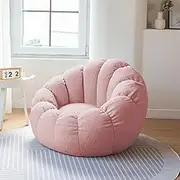 UYSOFRCV Premium Teddy Velvet Bean Bag Cover, Large Bean Bag Chairs Sofa Cover for Plush Toy Storage Clothes Organizer Seat Recliner Lazy Lounger for Adults and Kids, with No Filling,Pink