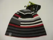 NWT SMARTWOOL knit BEANIE HAT REVERSIBLE KIDS S M WOMEN S RED GRAY STRIPE UNISEX