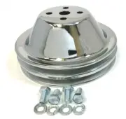 SB Chevy Water Pump Pulley SHORT 2 Grooves Double SWP SBC 350 383 400 Chrome