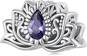 [DOYIS] 925 Sterling Silver Purple Lotus Charms for Pandora Bracelet