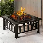 Fire Pit BBQ Table Grill Outdoor Garden Wood Burning Fireplace Stove 2 in 1