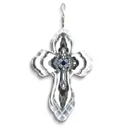 Blue Stainless Steel 12in Cross Wind Spinner