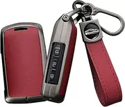 Smart Remote Car Key Case Key Fob Holder Keyring fit for Mazda 3 Alexa CX-4 CX-5 CX-8 CX-30 CX-9 Mazda 6 2019-2020 Protector Zinc Alloy Key Fob Cover 3 Buttons Leather Car Key Shell A Red