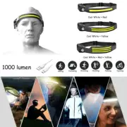 COB LED Headlamp USB Rechargeable Headlight Torch Work Light Bar Head Band Lamps