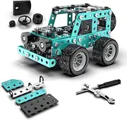 [Jansfuren] Car Model Building Toys STEM Erector Set for Back to School Assembly Metal Toy Jeep, Building Car Toy DIY Interactive Construction Toy for Kids, Boys, and Girls Age 6-14