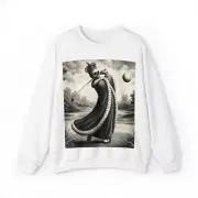 Unisex Sweatshirt Golf Art Retro Vintage Style Skull King Golfer Skeleton Fade