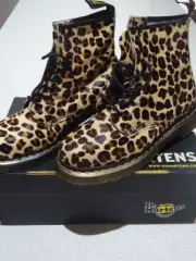 NIB Rare DOC DR MARTENS Leopard Print Pony Hair Fur On 1460 Lace Up Boots - UK 7