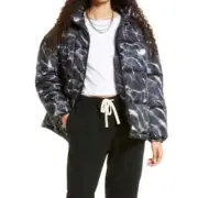 BP Nordstrom Oversized Puffer Jacket Pool Ripple Pattern in Black and White