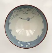 Happy Cat Bowl Blue Japan Kotobuki Porcelain