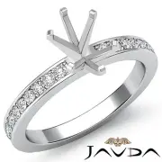 Oval Semi Mount Pave Setting Diamond women's Wedding Ring Platinum 950 0.50Ctw