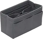 DailyPlus Purse Organizer Insert - Felt Bag Organizer for Tote Purse Bag with 14 Pockets - Grey Medium