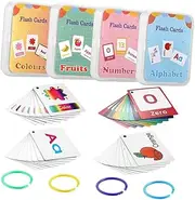 4PCS Early Education Flash Cards for Animal Fruit and Letter Learning Tear Resistant Study Cards for Parent Interaction and