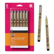 Sakura Pigma 50038 Micron Blister Card Ink Pen Set, Black, 05 6CT
