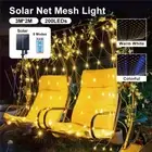 Solar LED String Fairy Lights Net Mesh Curtain Christmas Wedding Garden Outdoor