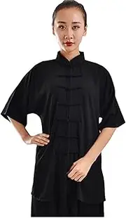 [MOOCO MORNING] Unisex Cotton Blend Short Sleeves Tai Chi Suit Morning Exercise Uniform Kung Fu Clothing