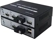 1Pair 1-Channel 1 in 2 Out HDMI+3USB Port Optical Converter 1080P HDMI Fiber Optic Video Extender HDMI Video Transceiver