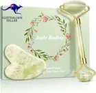 Jade Roller, Jade Stone & Gua Sha Massage Kit, Face Roller for Eye Puffiness Tr
