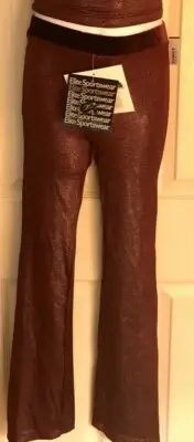 GK DANCE JAZZ PANTS CHILD SMALL WINE TWILIGHT FOIL VELVET WAISTBAND HIP HUG CS