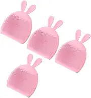 BATHVEVE 4pcs Ear Face Washing Brush Manual Silicone Cleansing Brushes for Women Gentle Exfoliation Deep Cleaning for Daily Skincare Routine