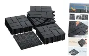 Plastic Interlocking Deck Tiles Outdoor All Weather Dark Gray 36PCS Dark Grey