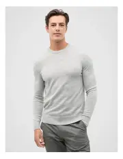 [Seed Heritage] Merino Wool Crewneck in Silver Marle
