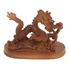 5" Wooden-Like Feng Shui Chinese Imperial Dragon Statue for Year of the Dragon