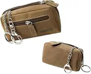 [orso Bruno original] Key Bag Large Leather Buffalo Leather Brown Black Key Case Large Key Case for Men and Women with Carabiner and Key Ring + Coin Compartment, Vintage Natural Brown, M