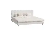 Oikiture Bed Frame King Size Tufted Bedhead Boucle Fabric White