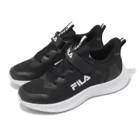 在飛比找momo購物網優惠-【FILA】休閒鞋 J411Y 中童 黑 白 小朋友 魔鬼氈