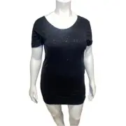 Victoria Secret Mini Dress Supermodel Essentials Medium Black Sequin Short Sleev