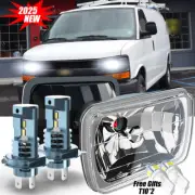 Pair 5x7" 7x6" LED Headlights Hi/Lo For Chevy Express 1500 2500 3500 Cargo Van